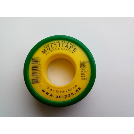 Фум-лента MULTITAPE (12 м х 12 мм х 0,1мм) (газ), Unipak