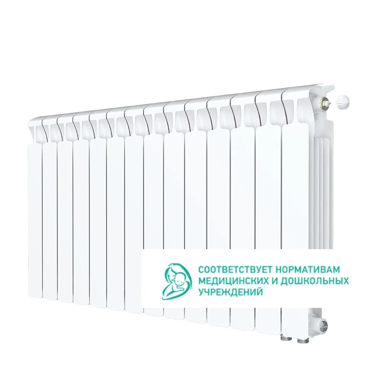 Биметаллический радиатор Rifar Monolit Ventil 500 14 секций с нижним правым подключением Биметаллический радиатор Rifar Monolit Ventil 500 14 секций с нижним правым подключением