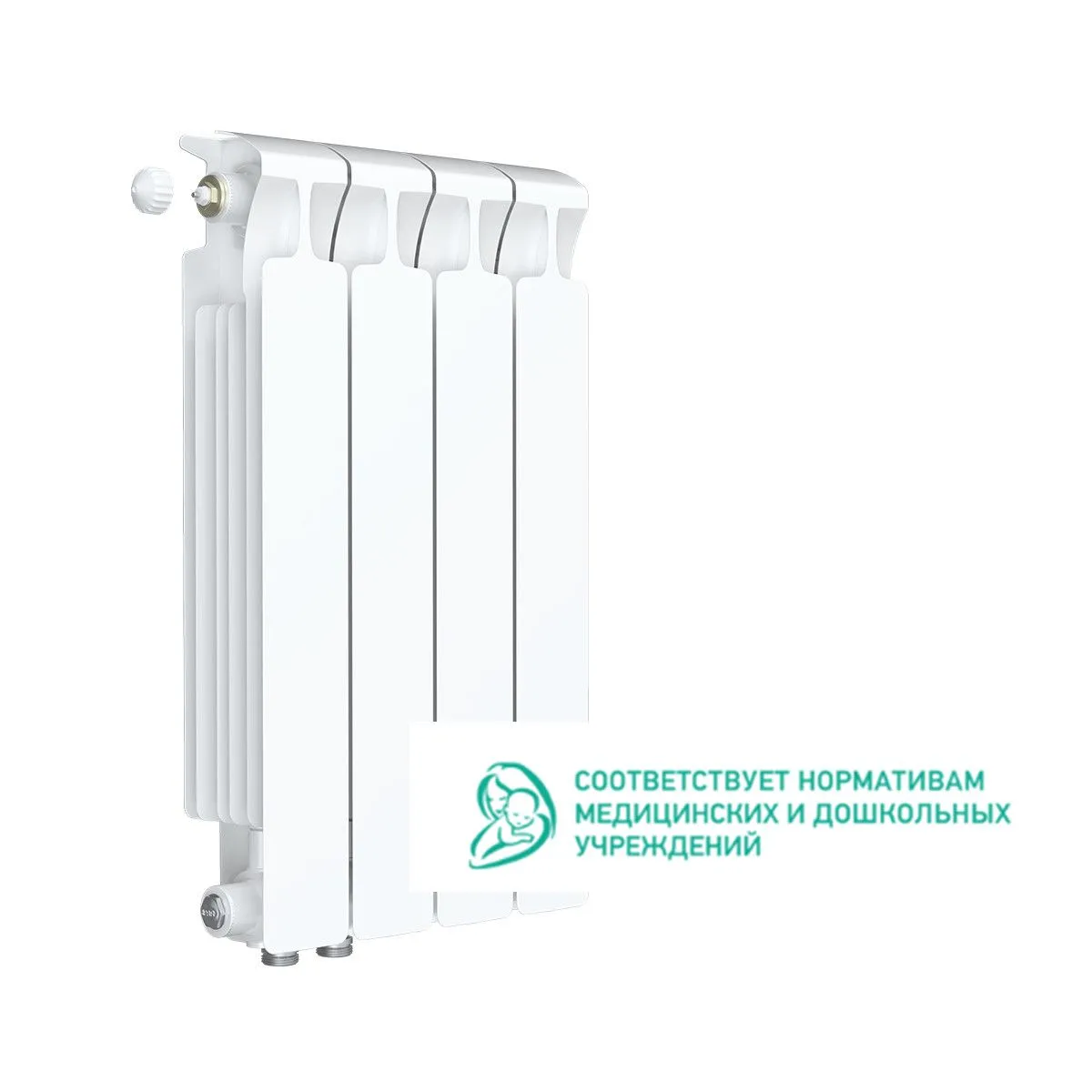 Биметаллический радиатор Rifar Monolit Ventil 500 4 секции с нижним левым подключением Биметаллический радиатор Rifar Monolit Ventil 500 4 секции с нижним левым подключением