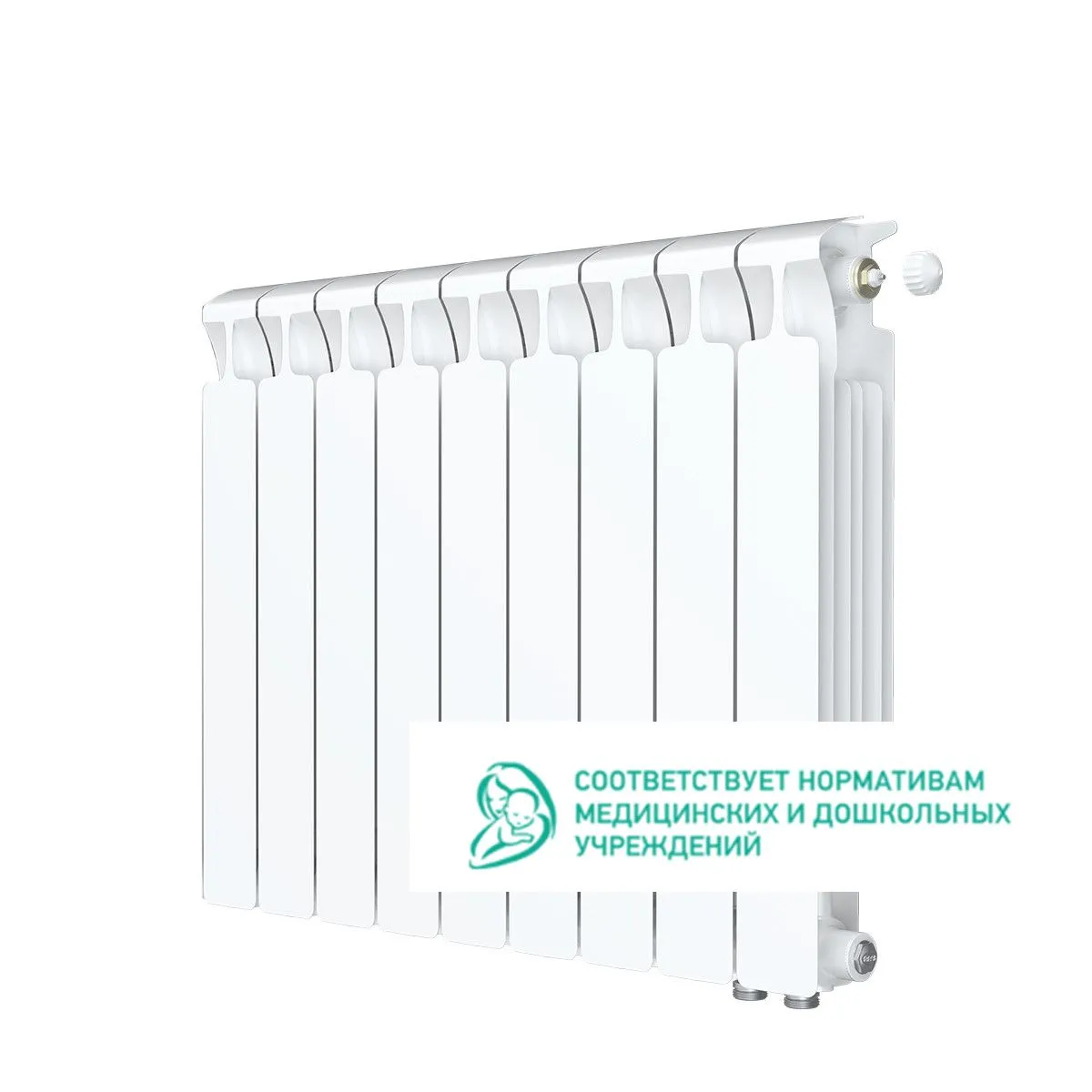 Биметаллический радиатор Rifar Monolit Ventil 500 9 секций с нижним правым подключением Биметаллический радиатор Rifar Monolit Ventil 500 9 секций с нижним правым подключением