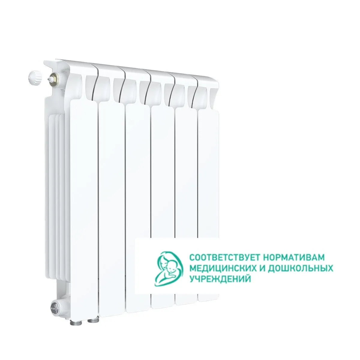 Биметаллический радиатор Rifar Monolit Ventil 500 6 секций с нижним левым подключением Биметаллический радиатор Rifar Monolit Ventil 500 6 секций с нижним левым подключением