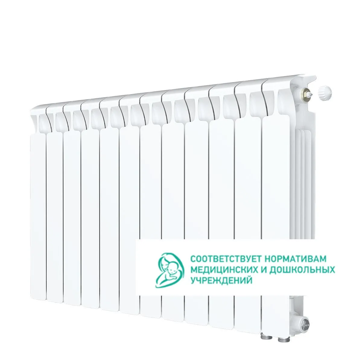 Биметаллический радиатор Rifar Monolit Ventil 500 12 секций с нижним правым подключением Биметаллический радиатор Rifar Monolit Ventil 500 12 секций с нижним правым подключением