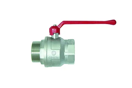 Шаровой кран DN50 латунный никилерованный 2" ВР x 2" НР (красный), HANSA заказать Шаровой кран DN50 латунный никилерованный 2" ВР x 2" НР (красный), HANSA купить