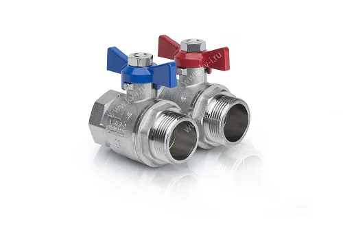 Пара шаровых кранов DN40 латунных никилерованных 1 1/2" ВР x 2" НР, HANSA заказать Пара шаровых кранов DN40 латунных никилерованных 1 1/2" ВР x 2" НР, HANSA купить