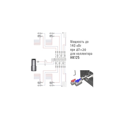 F-соеденительный комплект для коллекторов HKV 125мм подключение 5/4НР x 6/4&amp;quot;НГ x 5/4&amp;quot;НР, HANSA