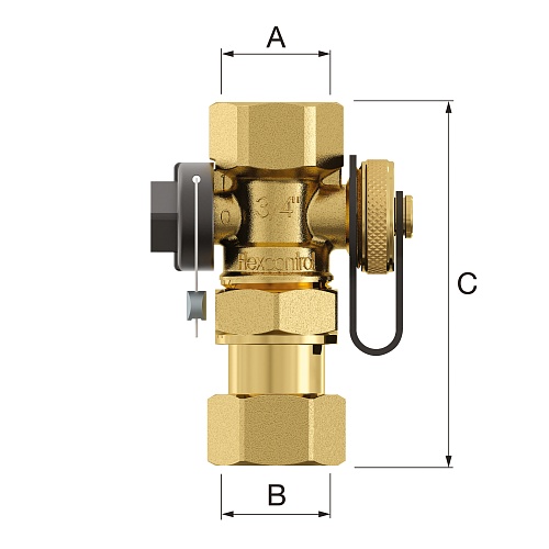 Запорный кран со сливом и накидной гайком FlexControl Rp1&amp;quot;/G1&amp;quot;F, Flamco