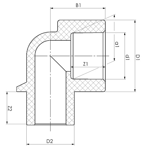 Отвод ППР внутренний/наружный Ø20x90°, SLT AQUA