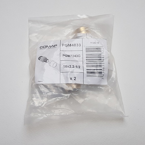 Штуцер (муфта) с наружной резьбой (НР) латунный PEXY MAX тип PGM7243G Ø16x2,2 - 1/2&amp;quot;, COMAP