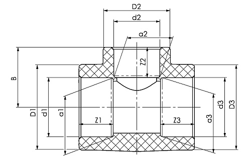 Тройник переходной полипропиленовый ППР 63x40x63, SLT AQUA