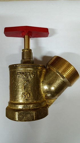 Клапан пожарный угловой КПЛ-50 Ду-50 латунь, муфта/цапка