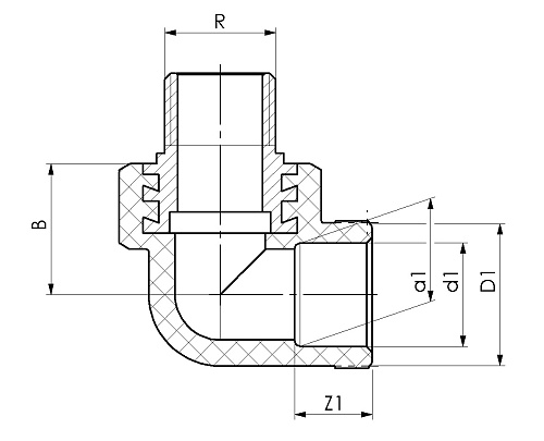 Отвод ППР с наружной резьбой (НР) Ø20x1/2&amp;quot;, SLT AQUA