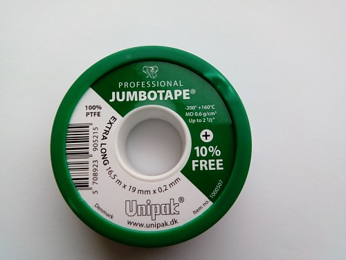 Фум-лента JUMBOTAPE (16,5 м х 19 мм х 0,2 мм), Unipak