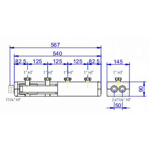 Распределительный коллектор HKV 125 на 3 контура, HANSA