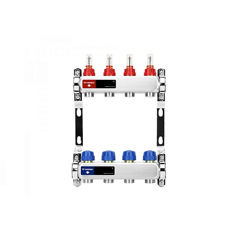 Коллекторная группа для теплого пола с расходомерами ВР 1&amp;quot;, на 4 контура 3/4&amp;quot; EK, нержавеющая сталь, Varmega