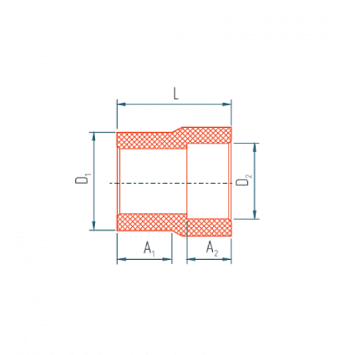 Муфта (красный) SLT BLOCKFIRE PP-R переходная НхВ 125х110