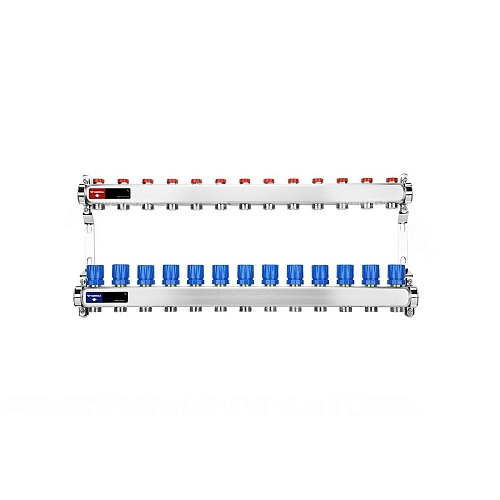 Коллекторная группа для отопления ВР 1&amp;quot;, на 13 контуров 3/4&amp;quot; EK, нержавеющая сталь, Varmega